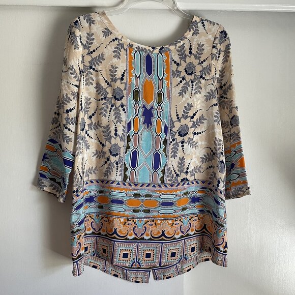 Maeve Anthropologie Sydney Silk Blouse Size 2 Button Down Floral Print Top XS - Picture 5 of 14